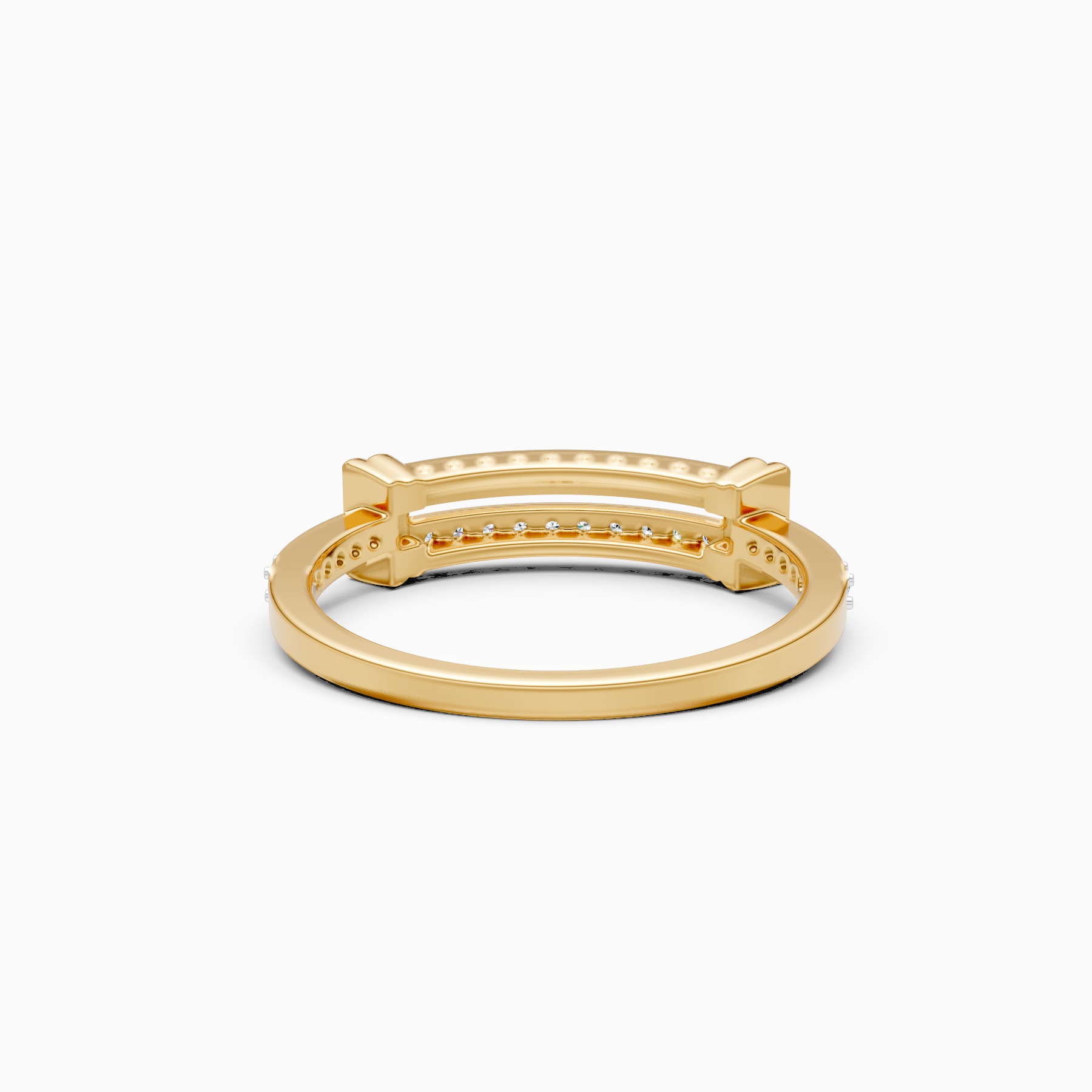 Double Row Bar Round-Cut Lab Diamond Ring